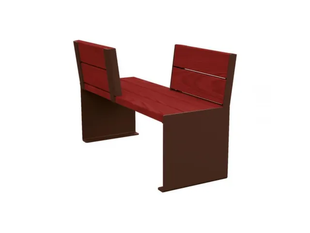 Banc opposé extérieur assise H450mm 3 lattes chêne acajou/RAL8017