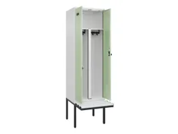 PBM-locker met bank,HxBxD 2120x600x815mm,2vak,vak B 300mm,draaigrendel