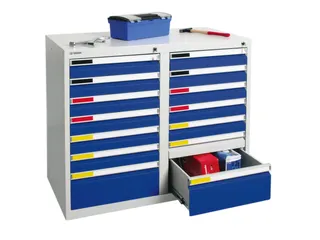Ladekast 900x1000x500mm 7 Laden Romp Ral7035 Front Ral5010 - 1