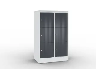 lockerkast cil.slot 1255x770x540mm 2x3 vakken RAL7035 front RAL7021 - 1