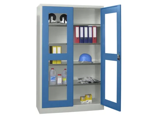 Vitrinekast Hxbxd 1950x1200x400mm Draaideuren Ral7035 Front Ral5012
