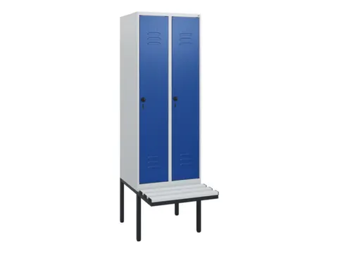 locker met bank,HxBxD 1950x600x815mm,2vak,vak B 300mm,draaigrendel