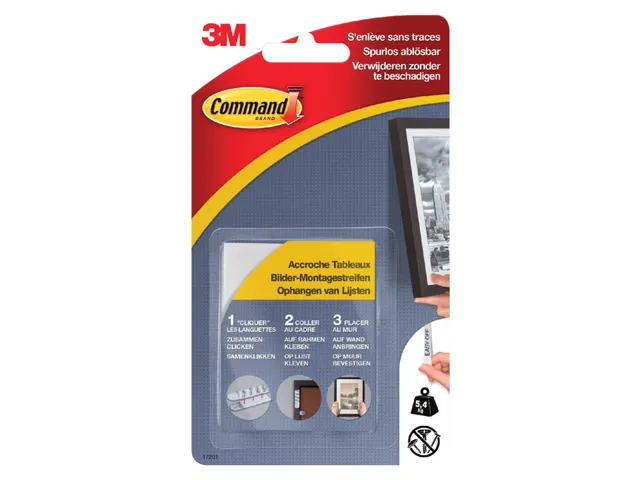 Bevestigingsstrip Command 3m 17201c Klikstrips Licht 5,4kg 8 Stuks