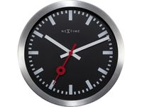 Wandklok NeXtime 'Station' Ø19cm, geborsteld aluminium zwart streep