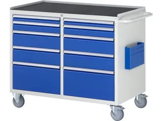 gereedschapswagen 975x1145x650mm metaalblad 450kg 10 laden RAL5010 - 2