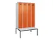 locker met bank,voor scheiding van kleding,HxBxD 2120x1200x815mm,4vak