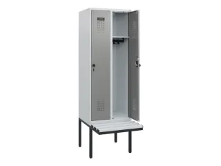 locker met bank,HxBxD 1950x600x815mm,2vak,vak B 300mm,draaigrendel - 1