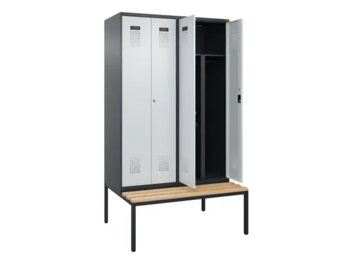 PBM-locker met bank,HxBxD 2120x1200x815mm,4vak,vak B 300mm