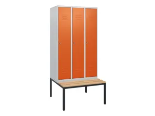 locker met bank,HxBxD 1950x900x815mm,3vak,vak B 300mm,cil.-slot - 1