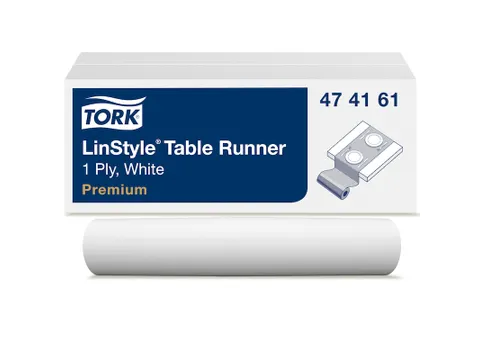 Tafelloper Tork LinStyle duurzaam 1-laags 120x40cm wit 474161
