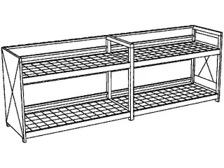 Vatencontainer 2230x6200x1390mm 40x200l 2 Vakniveaus Opvangbak 2x450l - 2