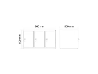 opzetkast,v. locker,3vak.,vak B 300mm,HxBxD 500x900x500mm,cilinderslot - 3