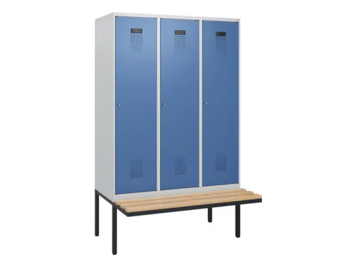 locker met bank,HxBxD 1950x1200x815mm,3vak,vak B 400mm,cilinderslot