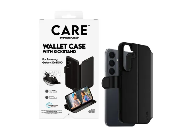 PanzerGlass CARE by Wallet Case Black Samsung Galaxy S26 FE, Hoe