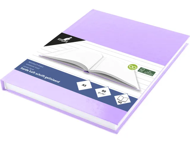 Schrift Kangaro A5 lijn hard cover pastel violet, 80 vel, 80 grams