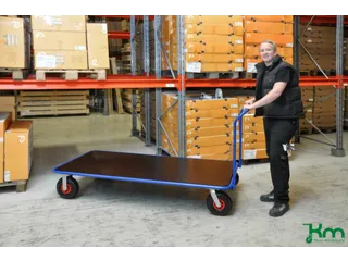 duwbeugelwagen,draagverm. 500kg,laadvl. LxB 2000x1000mm,Multiplexplaat - 1