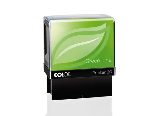 Tekststempel Colop 20 green line+bon 4regels 38x14mm blauw