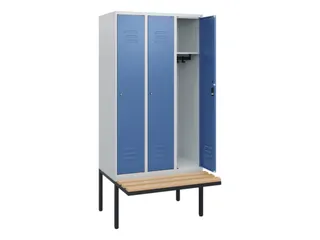 locker met bank,HxBxD 1950x900x815mm,3vak,vak B 300mm,cil.-slot - 2