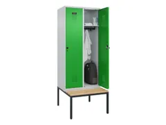 locker met bank,HxBxD 2120x800x815mm,2vak,vak B 400mm,draaigrendel