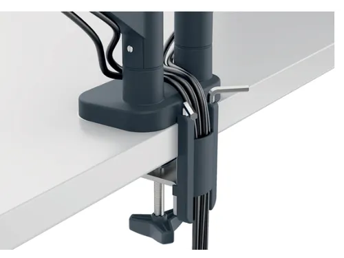 Monitorarm Leitz Ergo ruimtebesparend dubbel donkergrijs