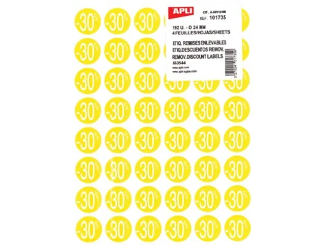 Agipa Kortinglabel -30% geel 192 stuks verwijderbaar