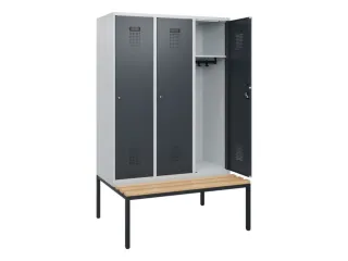 locker met bank,HxBxD 1950x1200x815mm,3vak,vak B 400mm,cilinderslot - 1