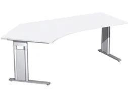 In hoogte verstelbaar hoekbureau,HxBxD 680-820x2166x1130mm,blad wit