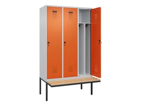 locker met bank,voor scheiding van kleding,HxBxD 2120x1200x815mm,3vak