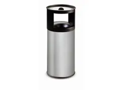 RVS combi-asbak,HxØ 900x380mm,afvalbak inhoud 75l,romp RVS,bluskop