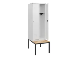 locker met bank,HxBxD 1950x600x815mm,2vak,vak B 300mm,cil.-slot - 2