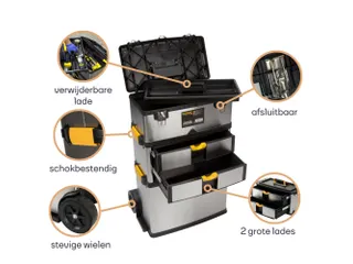 Gereedschapswagen 3-in-1 Trolley RVS 570x354x830mm 167 Liter - 6