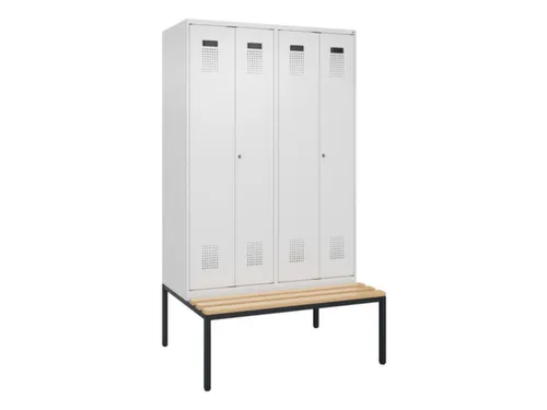 locker met bank,voor scheiding van kleding,HxBxD 2120x1200x815mm,4vak