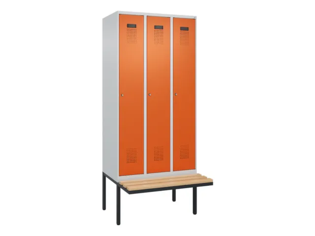 locker met bank,voor scheiding van kleding,HxBxD 2120x900x815mm,3vak