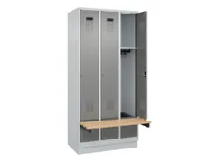 locker met bank,HxBxD 1950x900x815mm,3vak,vak B 300mm,cilinderslot