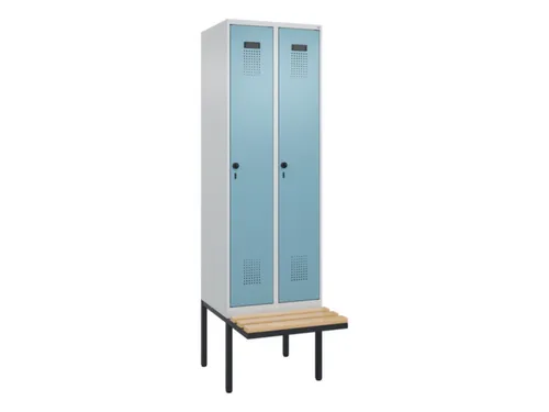 locker met bank,voor scheiding van kleding,HxBxD 2120x600x815mm,2vak