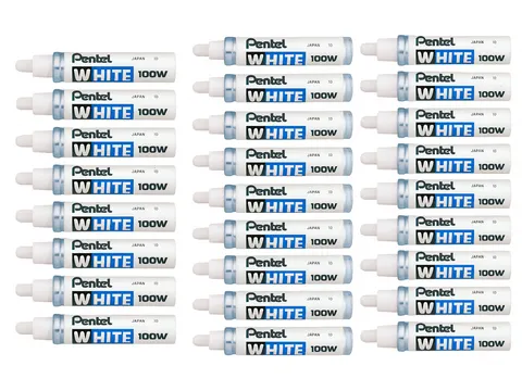 Viltstift Pentel 100W rond 4mm wit Voordeelbundel