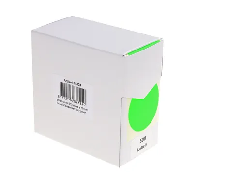 Etiketten Op Rol 50mm Fluor Groen Met Dispenser 500 Stuks