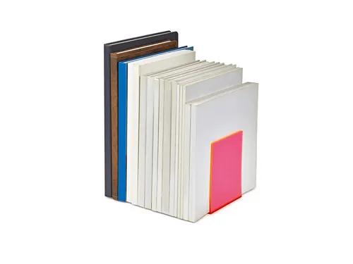 Boekensteun MAUL 10x10x13cm acryl set 2 neon rood transparant