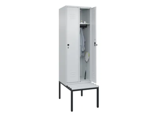 locker met bank,HxBxD 2120x600x815mm,2vak,vak B 300mm,draaigrendel