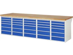 werkbank,HxBxD 890x3000x900mm,beukblad,draagverm. 750kg,5containers