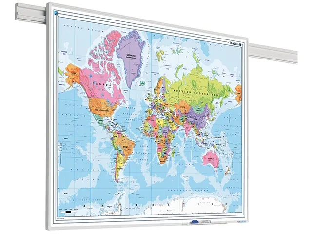 Smit Visual Landkaart whiteboard PartnerLine Wereld 100x136cm