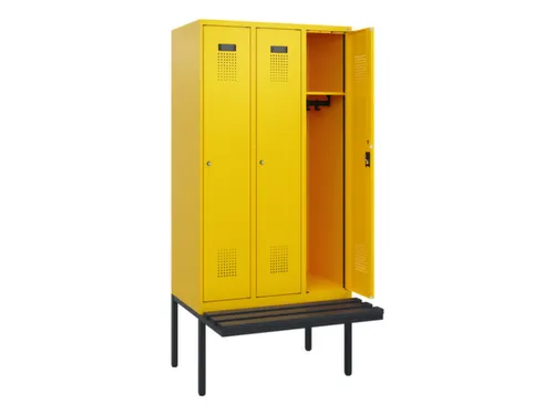 locker met bank,HxBxD 1950x900x815mm,3vak,vak B 300mm,cilinderslot