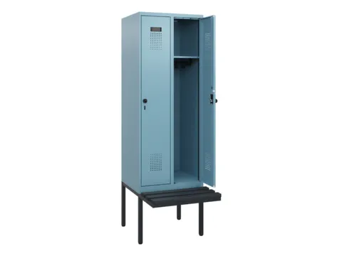 locker met bank,HxBxD 1950x600x815mm,2vak,vak B 300mm,draaigrendel