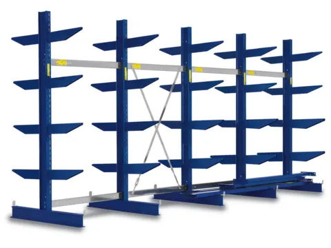 Draagarmstelling 1980x5059x1100mm 2x5etages 875kg/etage Ral5010