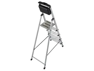 trapladder,eenzijdig,5treden,bordes m. antislip elementen,balk L 1,8m - 3