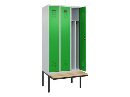 locker met bank,voor scheiding van kleding,HxBxD 2120x900x815mm,3vak