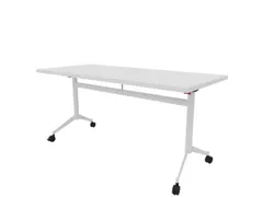 klaptafel,HxBxD 750x1600x700mm,hoekig,T-voet wit,ovale buis,blad wit