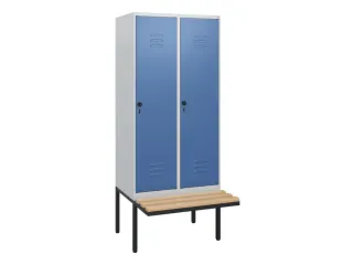 locker met bank,HxBxD 1950x800x815mm,2vak,vak B 400mm,draaigrendel - 1