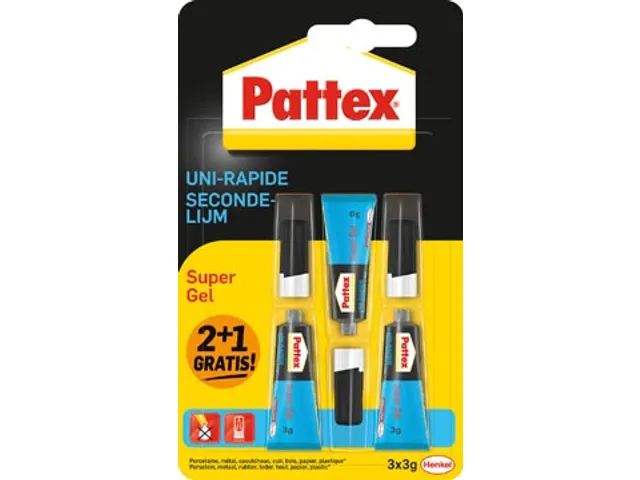 Super Gel secondelijm 3 g 2 + 1 gratis op blister