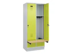 locker met bank,HxBxD 1950x800x815mm,2vak,vak B 400mm,draaigrendel